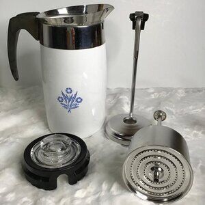 Vintage Corning Ware Blue Cornflower 9 Cup Percolater Pot Carafe Lid - No Cord